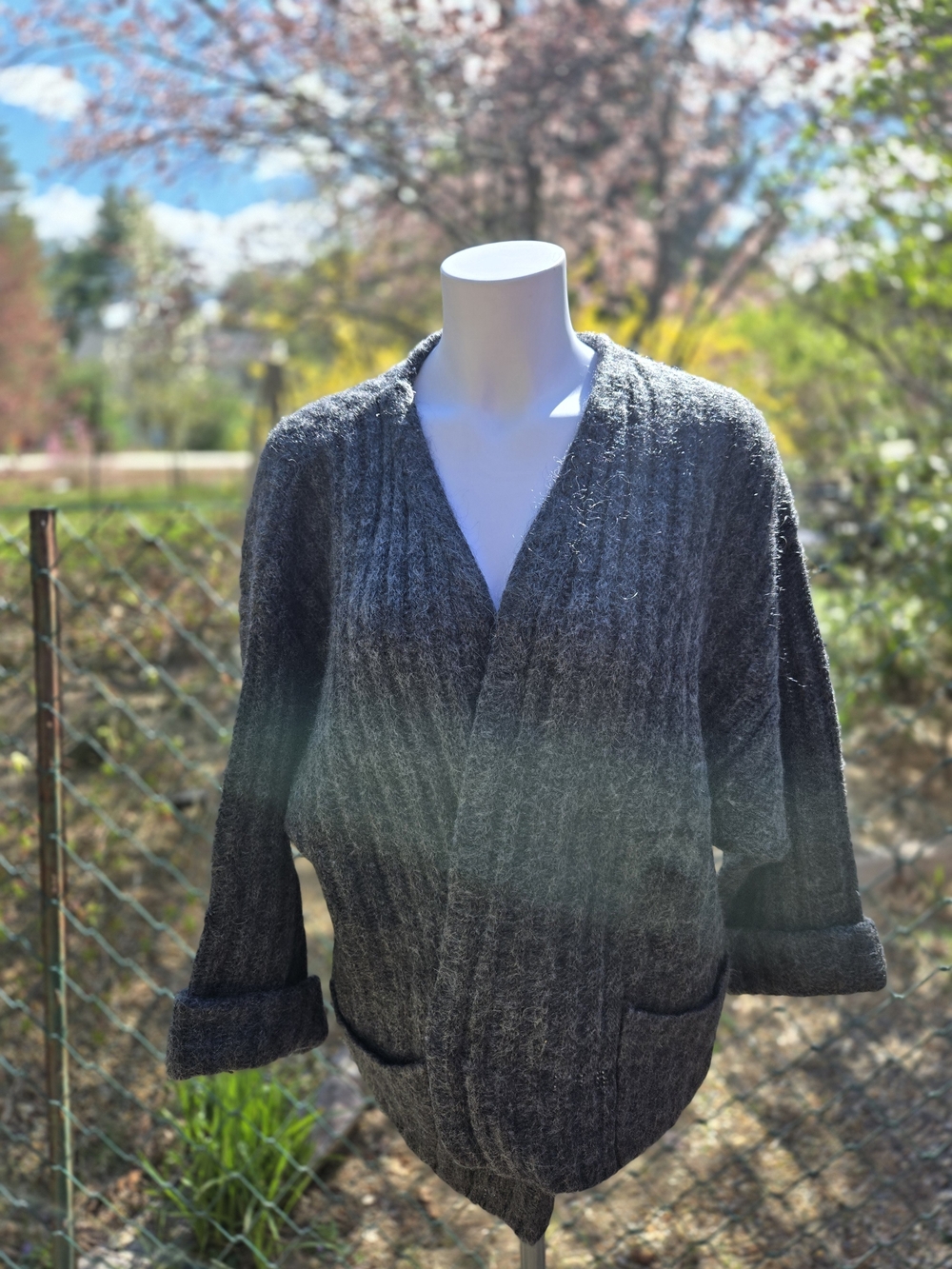 Express Charcoal Gray Ribbed Open-Front  Cardigan Size M